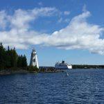 Chi-cheemaun departing Tobermory Harbour